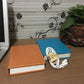 Blue PU night light case with orange cover and USB charging cable set