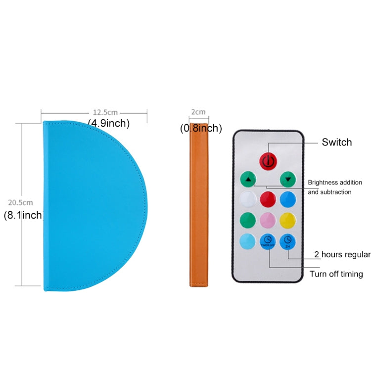 Semicircle blue night light with remote control and brightness switch panel