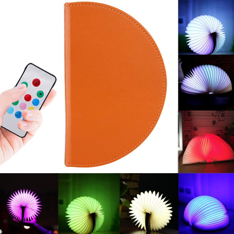 Brown semicircle night light with remote, displaying multicolor light modes