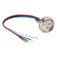 LED night light headlamp, angled view of round chrome LED module and 3 wires