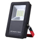 Black LED emergency light with front square LED panel and red side battery clip