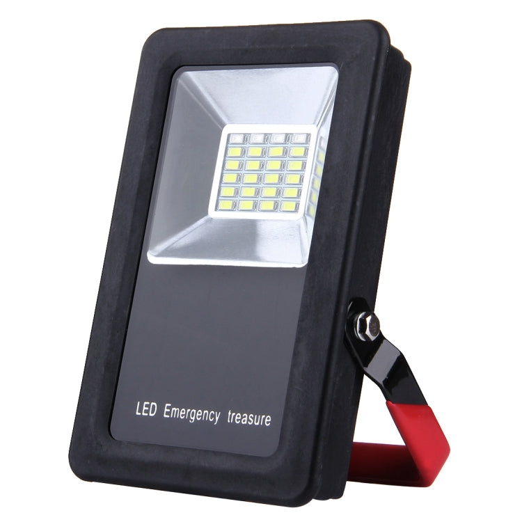 Black LED emergency light with front square LED panel and red side battery clip