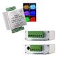 RGBW LED controller with green terminal blocks and two output ports, side view