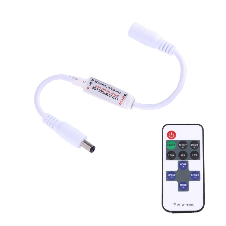 White mini LED controller box with RF wireless remote and wiring lead set