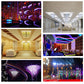 Multi-color LED light installation with purple and blue illuminated strips