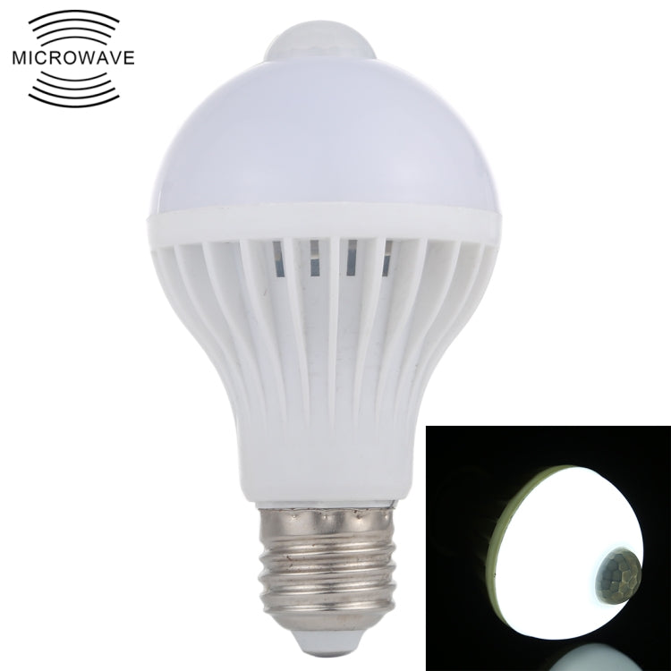 E27 infrared motion sensor LED bulb with white diffuser and screw base