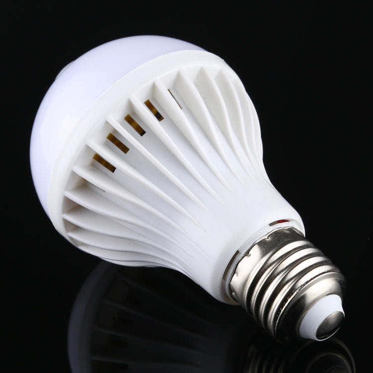 E27 infrared motion sensor LED bulb with white heat-sink fins and screw base