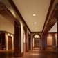 Infrared motion sensor LED bulb illuminating a home hallway ceiling light