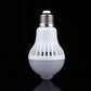 White E27 LED motion sensor bulb with dome lens and metal screw base, front view