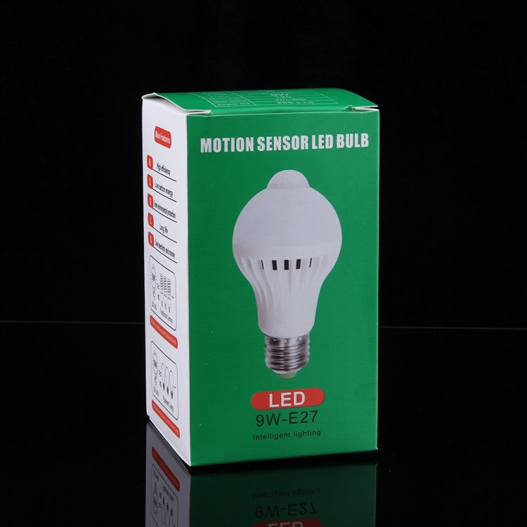 Green retail box for 9W E27 motion sensor LED bulb