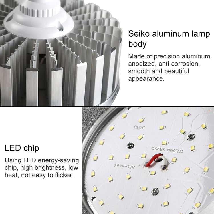 LED mining lamp heat sink fins and white socket detail on aluminum housing