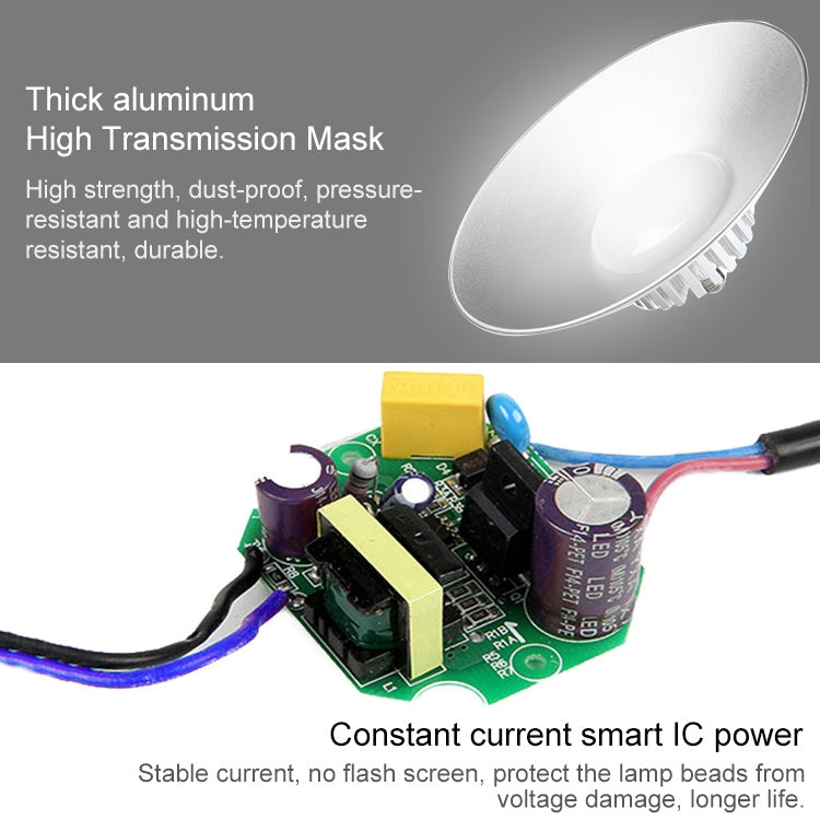 LED mining lamp circuit board with wiring attached beneath aluminum reflector