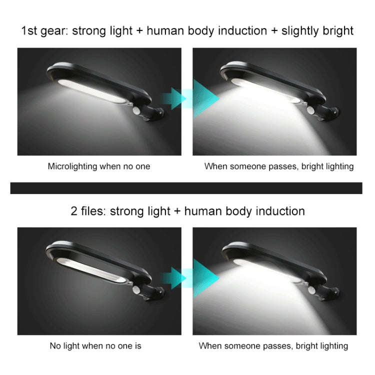 Black solar motion-sensor wall lamp head showing bright when passing