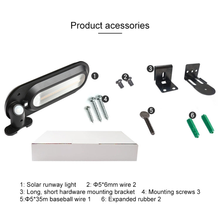 Black solar street lamp with mounting bracket screws and installation accessories