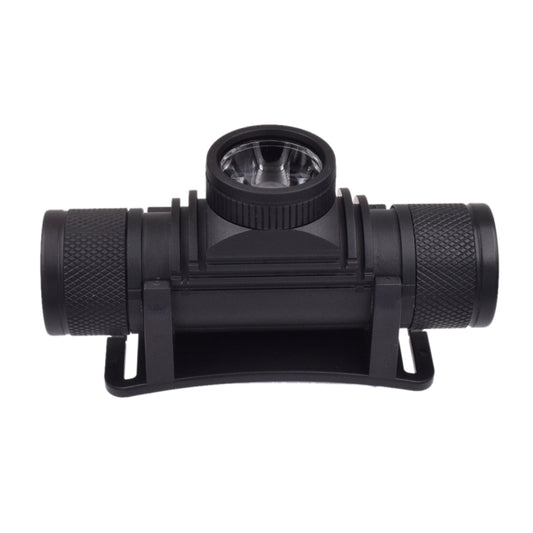 Black outdoor LED headlamp with adjustable mount and textured side grips