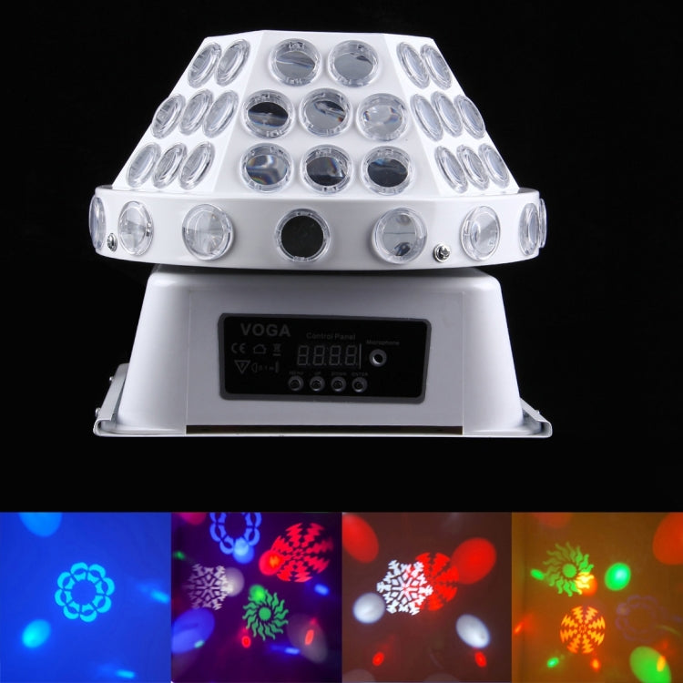 White LED stage light fixture with multiple circular lenses and front control panel