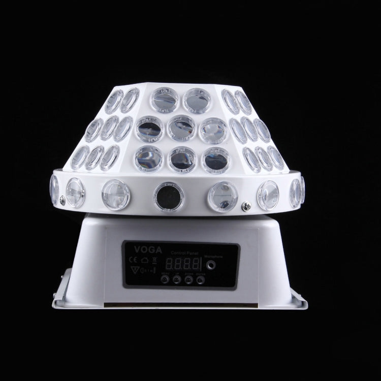 White LED stage light fixture, front view with lens array and dark control panel