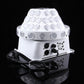 White LED stage light fixture with rear ports and bundled power cables
