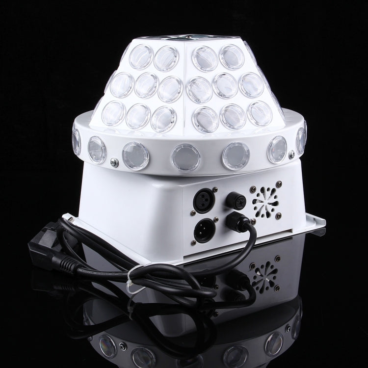 White LED stage light fixture with rear ports and bundled power cables