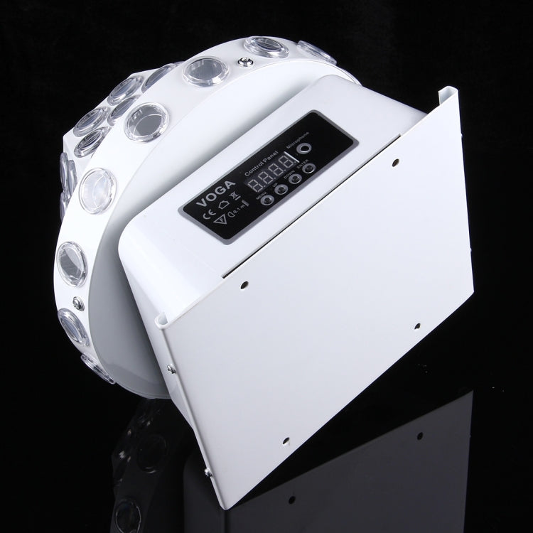 White LED stage light fixture side view with label control panel and lens housing