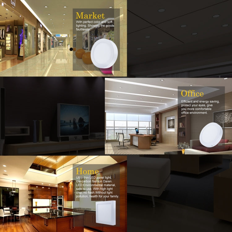 Round ceiling LED panel light with white diffuser plate for warm white lighting