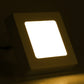 Warm white illuminated square LED panel light with glowing front diffuser