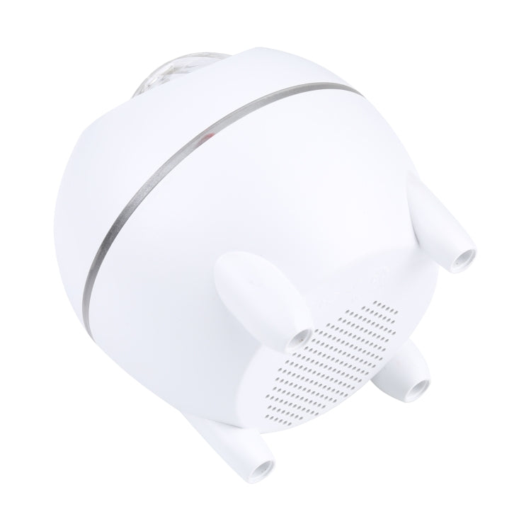 White star projector LED light angled view with front speaker vent openings