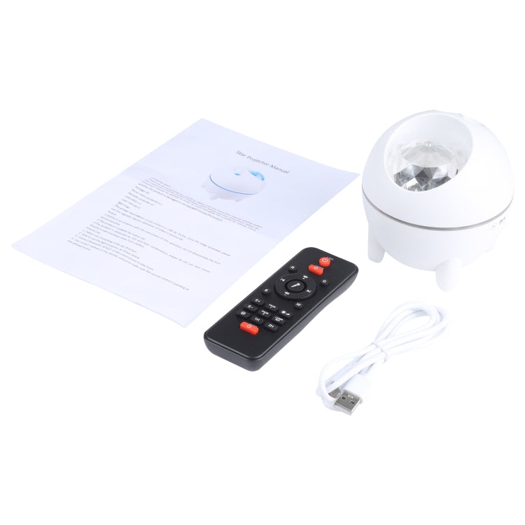 White USB star projector LED light bundle with remote control and USB cable