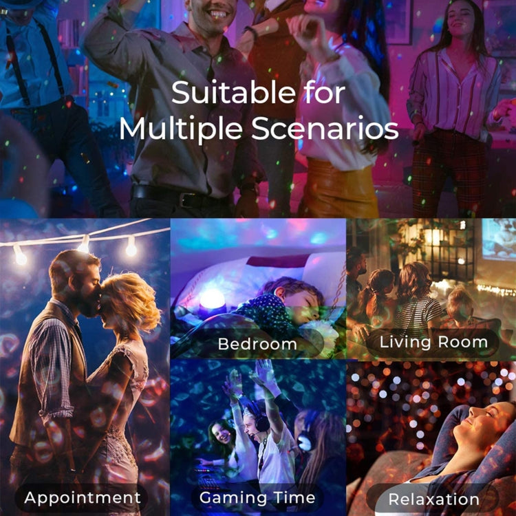 Colorful starry light projection from a USB projector on people in a room