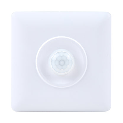 White square motion sensor switch with circular human-body detection lens