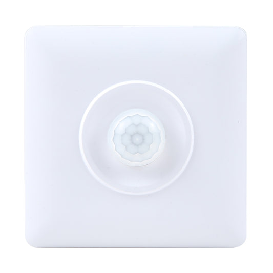 White square motion sensor switch with circular human-body detection lens