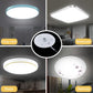 Circular LED ceiling lamp module illuminated, shown from overhead angle