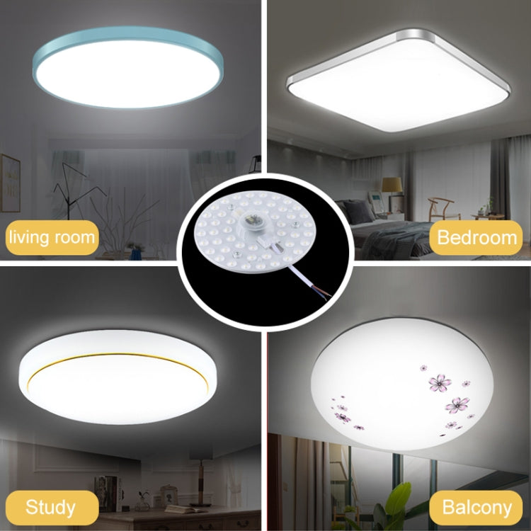 Circular LED ceiling lamp module illuminated, shown from overhead angle