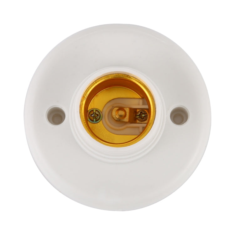 E27 lamp base socket adapter, white base with visible brass contact terminals
