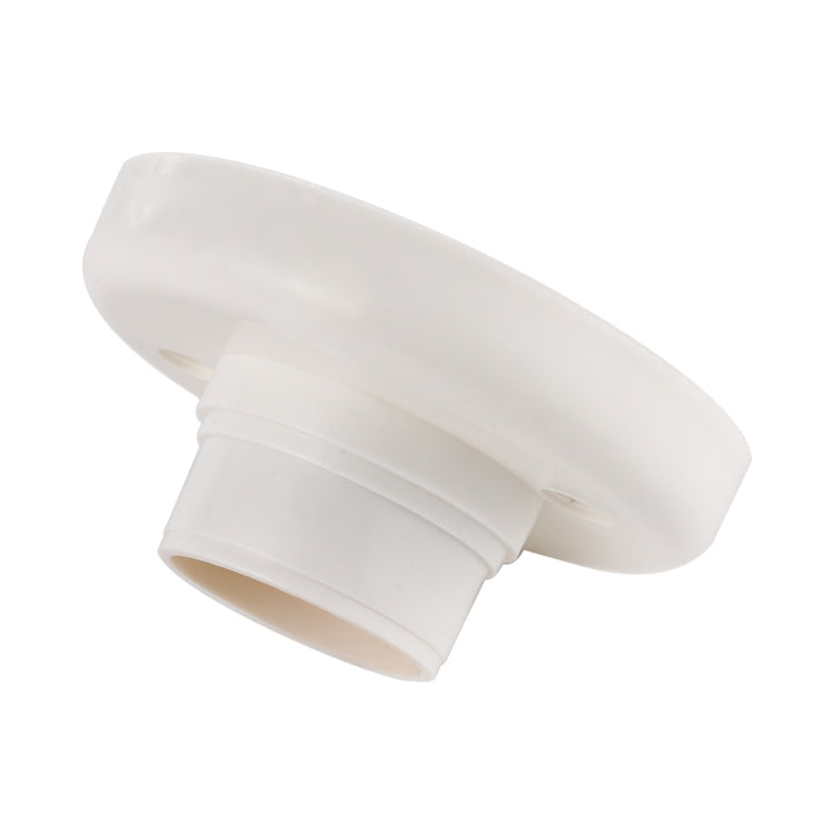 E27 lamp base socket adapter, white side view with threaded ring opening