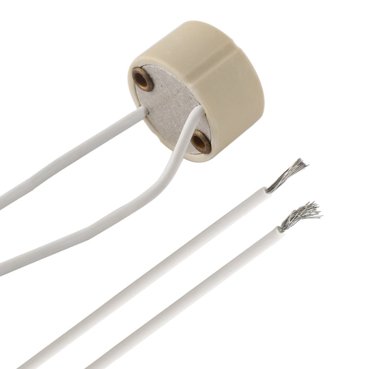 GU10 ceramic socket base with exposed wire ends and mounting opening