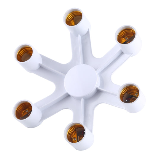 White multi-bulb socket adapter with five E27 screw openings and central hub