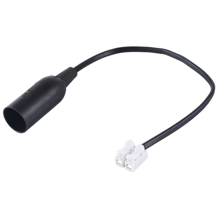 Black E14 lamp socket holder with cable and white two-pin connector