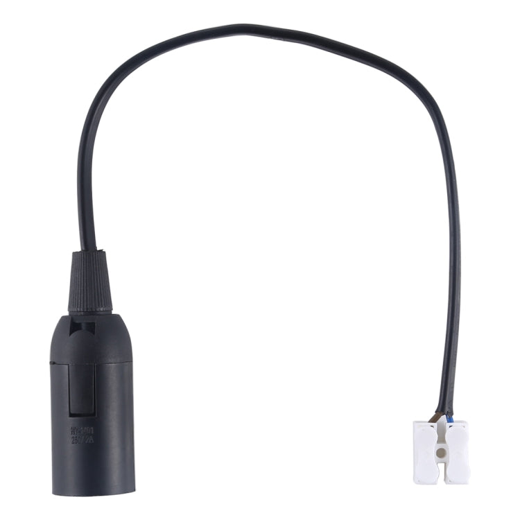 Black E14 lamp socket holder with cord and white two-pin plug