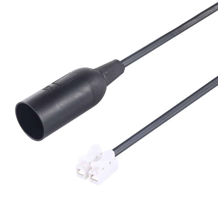 Black E14 lamp socket holder with cable, showing socket end and connector