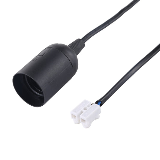 Black E27 lamp socket holder with cable, showing white two-pin connector