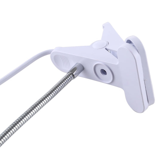E27 clip lamp base holder, white mounting clip with flexible metal gooseneck