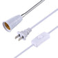 E27 lamp socket holder with white cord switch and US plug, flexible metal neck