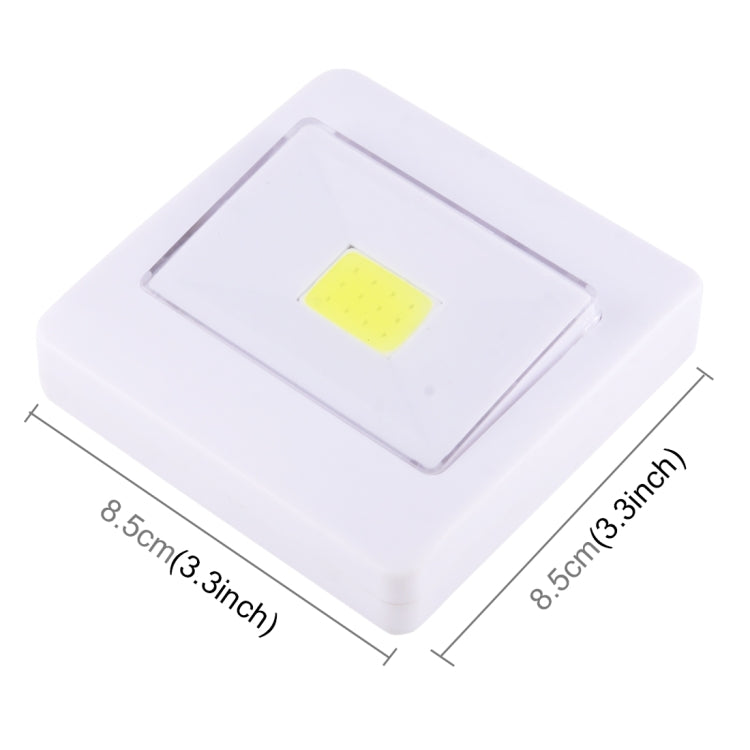 White COB rectangle switch night light with yellow LED panel behind clear window