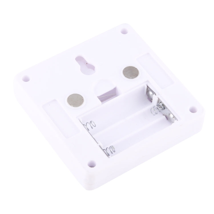 White COB rectangle switch night light back opening with coin-cell battery terminals