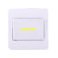 Square white night light lamp close-up, showing a glowing yellow COB LED strip