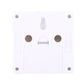 Back view of square white night light lamp with mounting screws and two round contacts