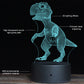 Laser-engraved wireframe animal 3D LED night light on black round base