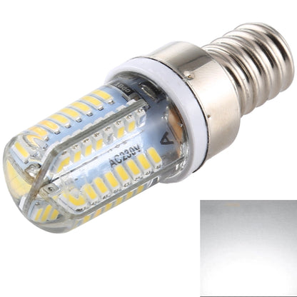 Dimmable LED corn bulb with transparent lens, silver E12 screw base, visible LED chips