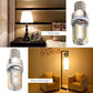 Dimmable LED corn bulb shown in lamp, silver E12 screw base with bright white LED light
